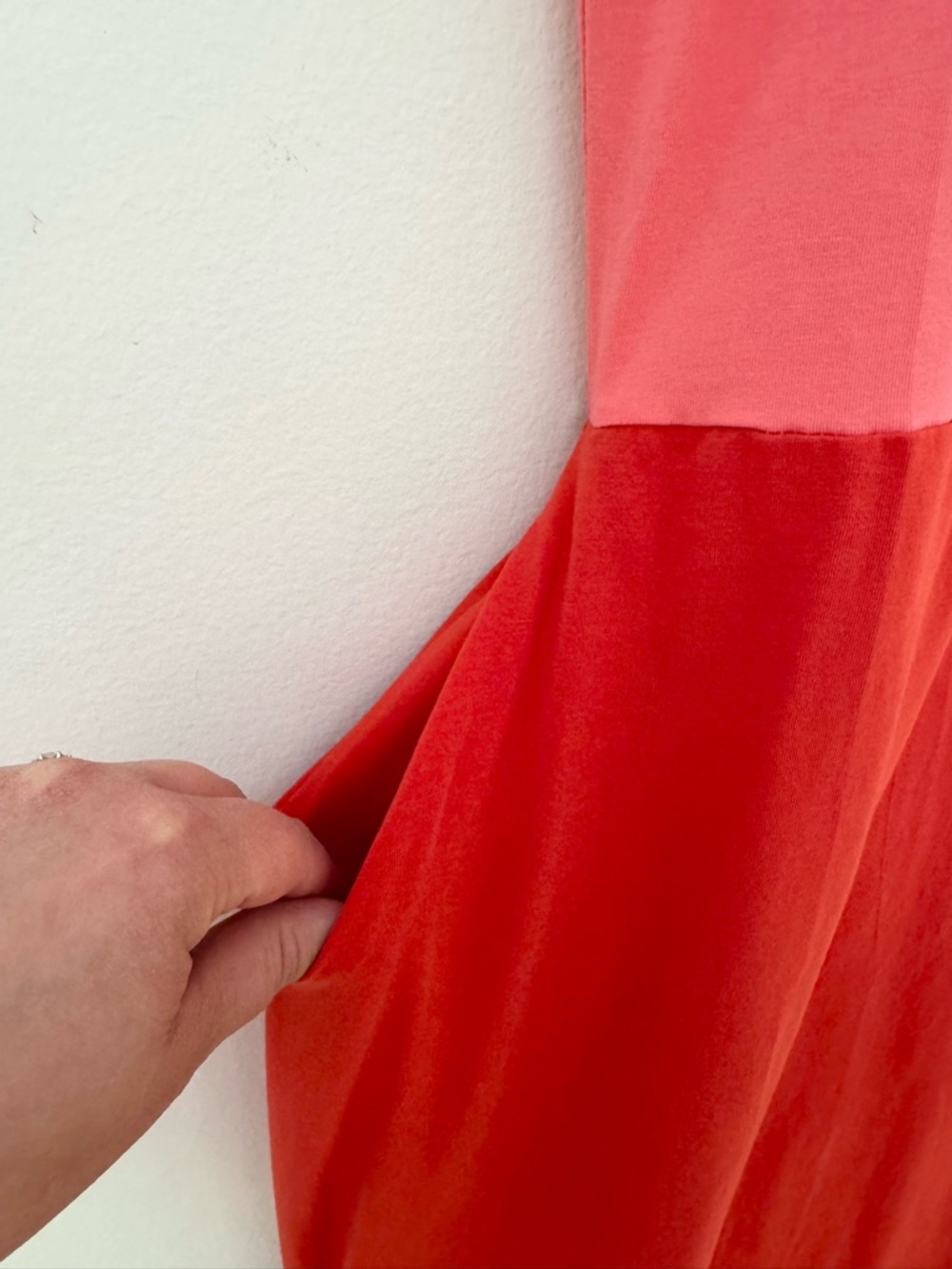 Pact Organic Cotton Fit & Flare Midi Dress - Pink/Red Colorblock, Size L - Picture 4 of 12